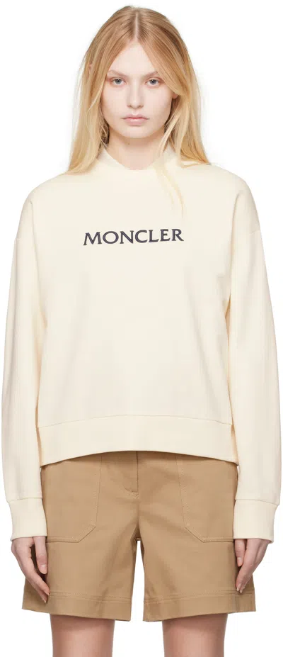 Moncler Off-white Embroidered Logo Sweatshirt In 037 White Onyx