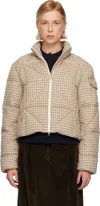 Moncler Off-white Keros Diamond-quilted Wool Blend Short Down Jacket In Neutral