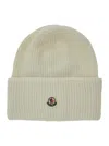 Moncler Ribbed-knit Wool Beanie In Off White