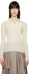 Moncler Off-white Long Sleeve Polo In 035 White