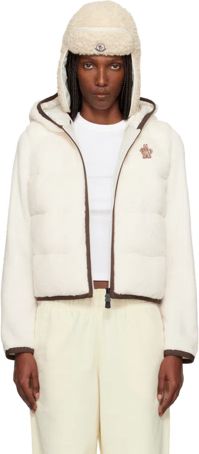 MONCLER OFF-WHITE PADDED POLARTEC ZIP-UP DOWN JACKET