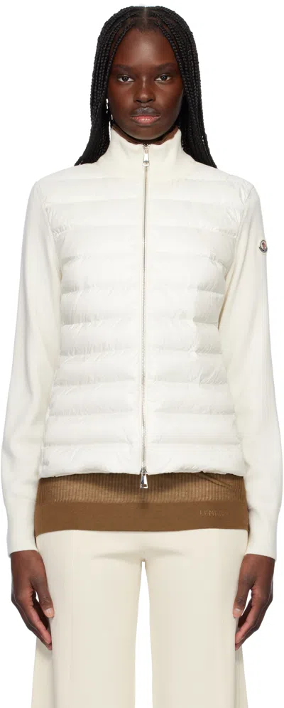 Moncler Off-white Padded Wool Zip-up Down Cardigan