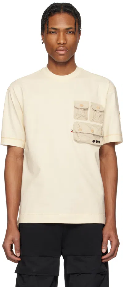 Moncler Off-white Pockets Cotton T-shirt In 04a - Lily White