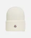 Moncler Ribbed-knit Wool Beanie In White