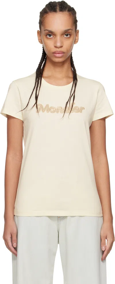 Moncler Off-white S/s Logo T-shirt In 034 Silk White