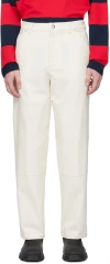 MONCLER OFF-WHITE STRETCH COTTON TROUSERS