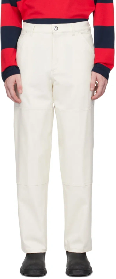 Moncler Off-white Stretch Cotton Trousers In 033 - White