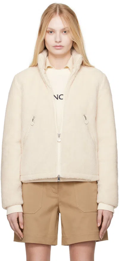 Moncler Off-white Teddy Down Jacket In 034 Silk White