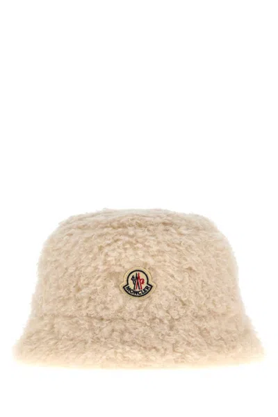 Moncler Off White Textured Bucket Hat In Neutral
