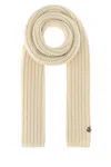 Moncler Off White Wool Knit Scarf In Burgundy