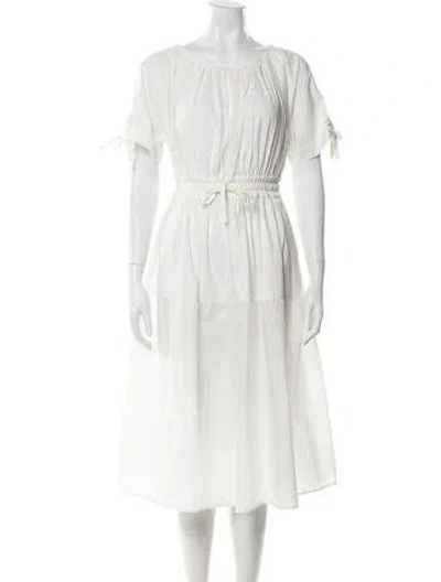 Pre-owned Moncler Off-the-shoulder Long Dress In Neutral