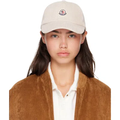 Moncler Off-white Corduroy Baseball Cap In Neutral