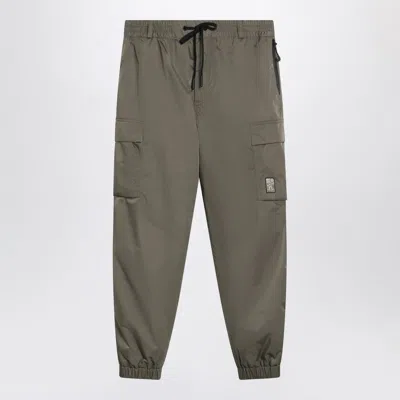 Moncler Olive Green Cargo Trousers In Gray
