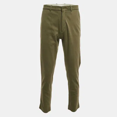 Pre-owned Moncler Olive Green Jersey Trousers L