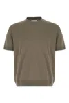 Moncler Crew Neck Silk Blend Sweater In Brown