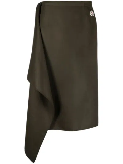 Moncler Olive Virgin Wool Skirt In Brown