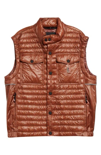 Moncler Ollon Down Puffer Vest In Brown Ginger 271