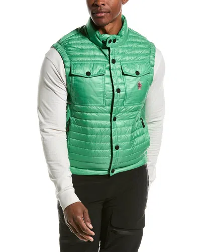 Moncler Padded Vest With Logo In Green