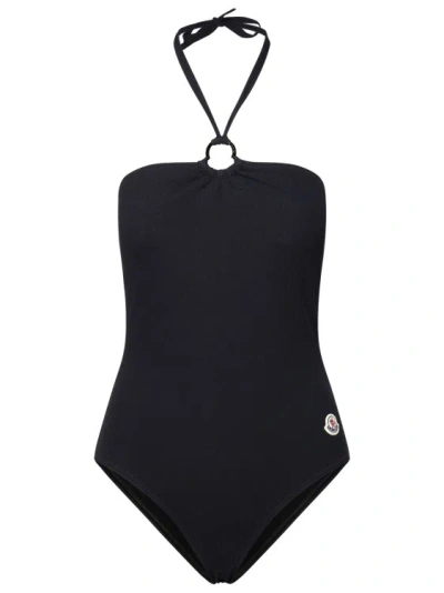 Moncler One-piece Swimsuit In Black Polyamide Mix