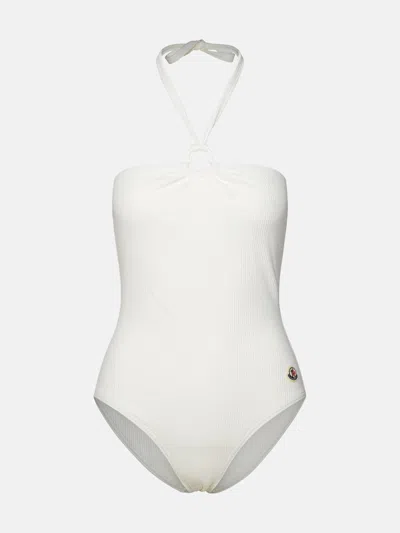 Moncler One-piece Swimsuit In White Polyamide Blend