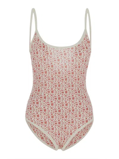 Moncler One Piece Swimsuit With Logo In Pink