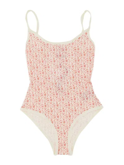 Moncler Women's One Piece Swimsuit With Logo In Pink