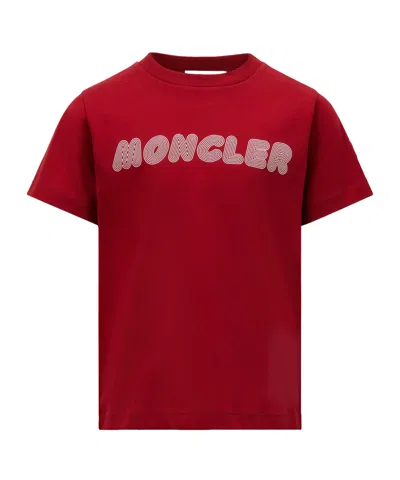 Moncler Kids' Open-necked Black Shirt In Red