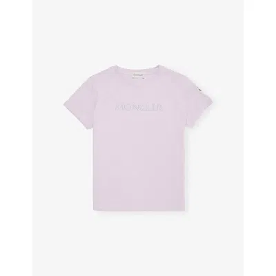 Moncler Kids' Open Pink Logo-embroidered Cotton T-shirt&nbsp; 4-