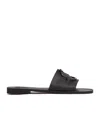 Moncler Black Leather Bell Slippers In Black