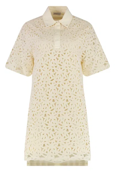 Moncler Openwork Lace Dress In Neutral