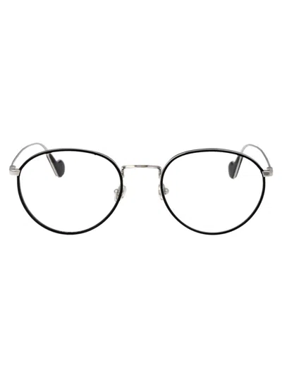 Moncler Round-frame Glasses In 016 Nero Lucido