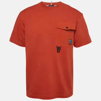 Pre-owned Moncler Orange Carabiner Detail Cotton Crewneck T-shirt M