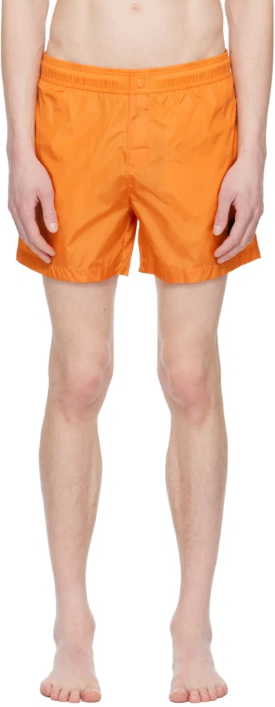 Moncler Orange Drawstring Swim Shorts In 12b Orange