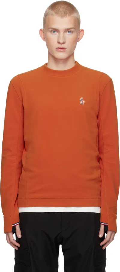 Moncler Orange Stretch Fleece Sweatshirt In 385 - Orange