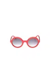 Moncler Chic Round Lens Contrast Detail Sunglasses In Red