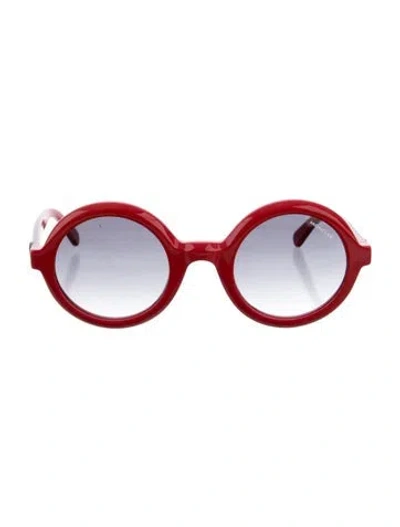 Pre-owned Moncler Orbit Round Sunglasses In Red