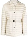Moncler Oredon Belted Down Jacket In Nude