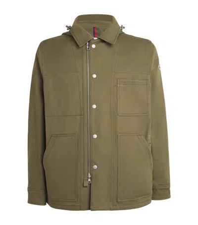 Moncler Guerledan Hooded Cotton Shirt Jacket In Olive Green