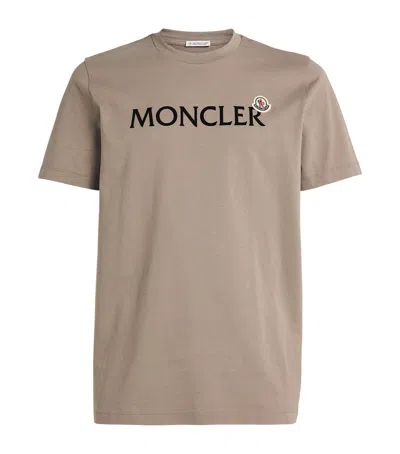 Moncler Organic Cotton Logo T-shirt In Brown
