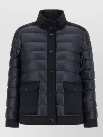 Moncler Origan Down Jacket High Collar Pockets In Blue