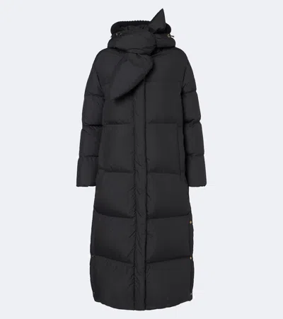 Moncler Ornement Tie-neck Down Coat In Blue