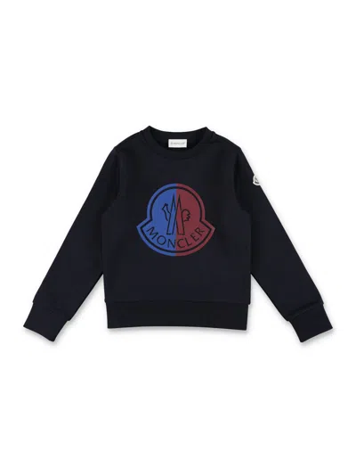 Moncler Kids' Ort Fleece Logo In Blue