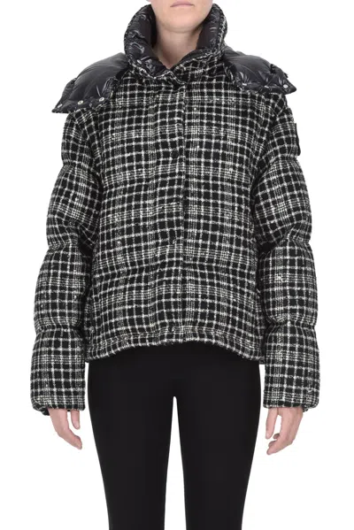 Moncler Outarde Wool Blend Down Jacket In Black