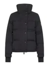 Moncler High Collar Quilted Nylon Outerwear In Black