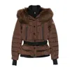 Moncler Belted Puffer Jacket In Brown