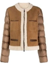 Moncler Vidourle Suede Short Jacket With Shearling Lining In Brown