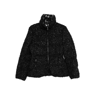 Moncler Zip-fastening Tweed Jacket In Black