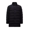 Moncler Vallonpierre Wool Long Down Jacket In Blue