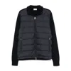 Moncler Cotton Padded Cardigan Zip In Blue