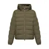 Moncler Laveraet Short Down Jacket With Hood In Green